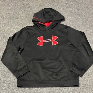 Kids Under Armour Black Hoodie with Red Logo Accent